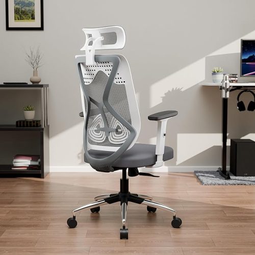 Ergonomic chair with lumbar support and mesh fabric