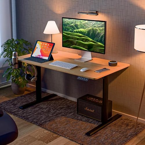 Desktop Height Adjustable Standing Desk in GreyOak