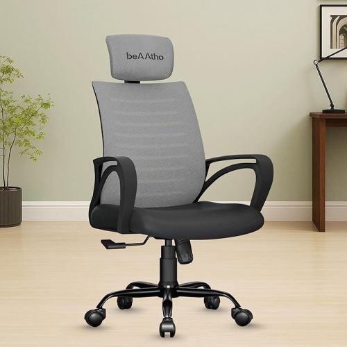 Grey Best Office Chair for Back Pain with High Back