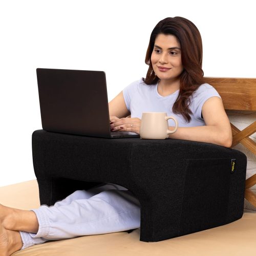 Foldable laptop table with arm rest for bed