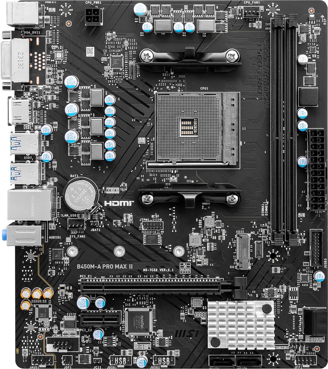 MSI B450M-A PRO MAX II Motherboard, Micro-ATX, AM4 DDR4 USB 3.2 Gen 1 HDMI - Image 2