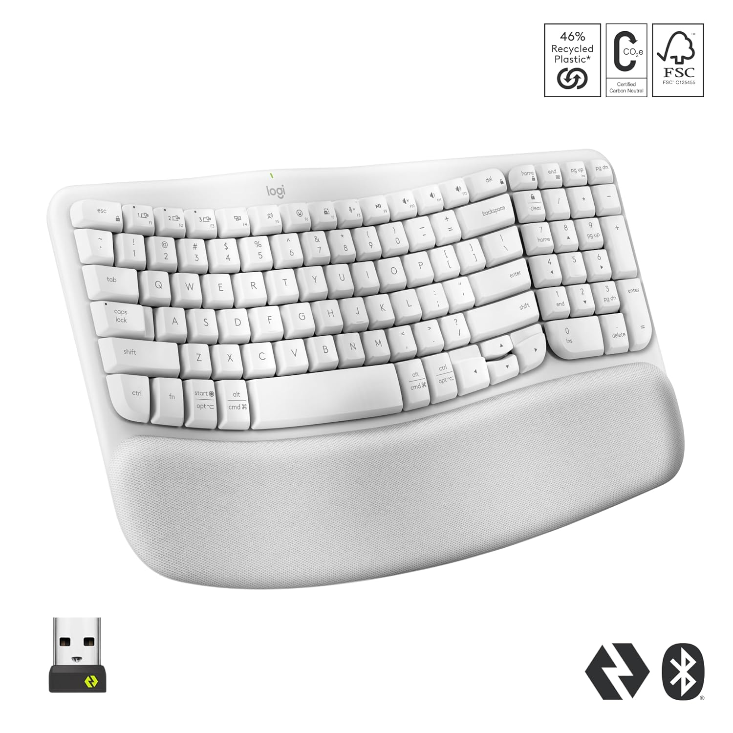 Ergonomic Computer Keyboard with Cushioned Palm Rest