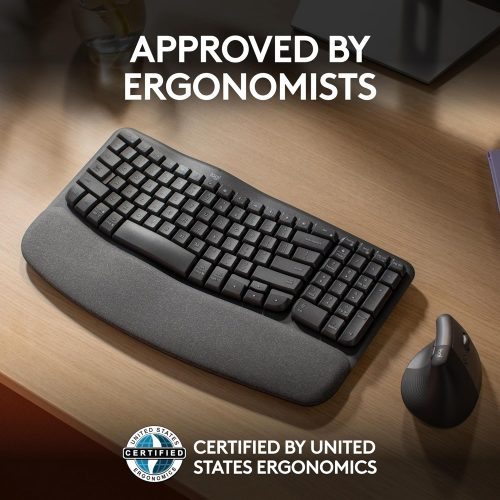 Wireless ergonomic keyboard of PC in graphite